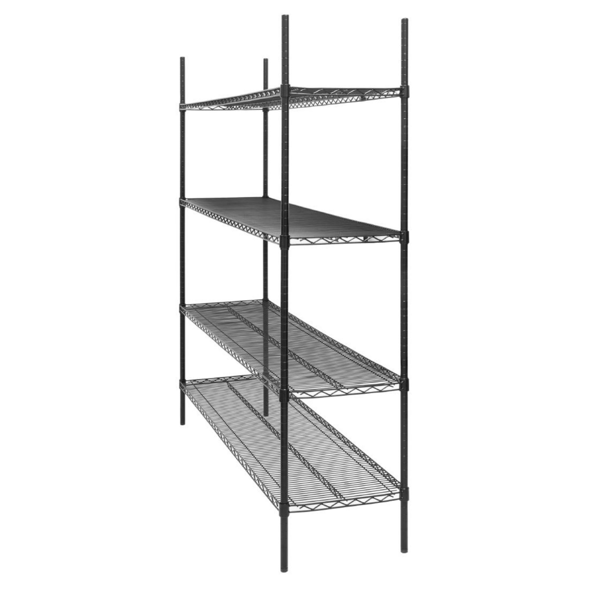 Picture of Nisbets Essentials Flat Pack 4 Shelf Unit Black Epoxy Coated 1830x1820x460mm