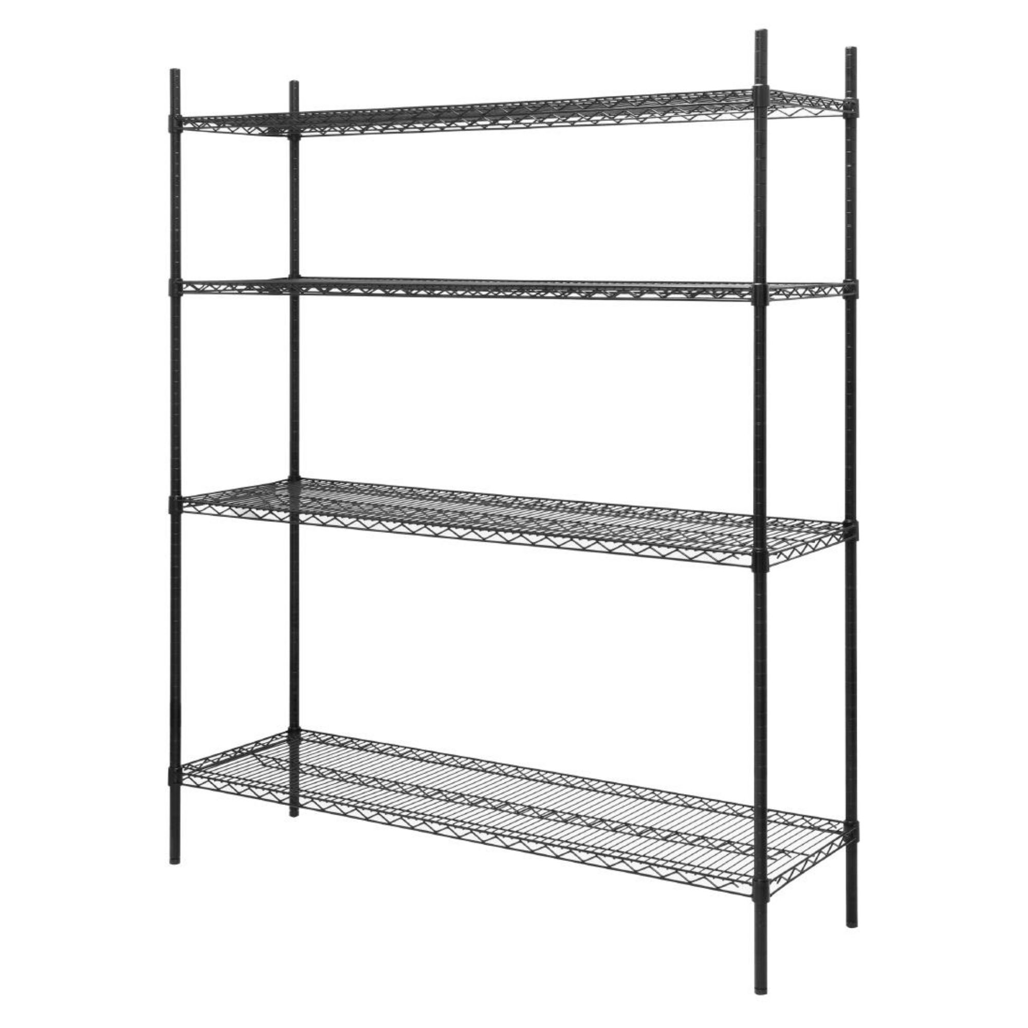 Picture of Nisbets Essentials Flat Pack 4 Shelf Unit Black Epoxy Coated 1830x1510x460mm
