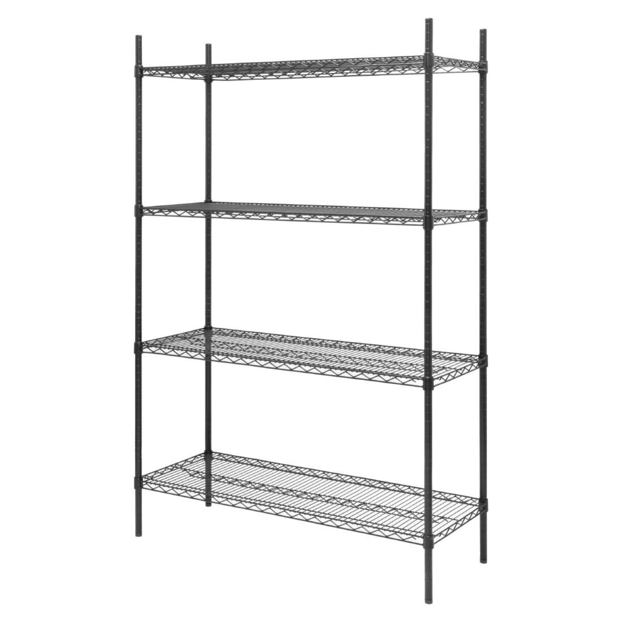 Picture of Nisbets Essentials Flat Pack 4 Shelf Unit Black Epoxy Coated 1830x1220x460mm