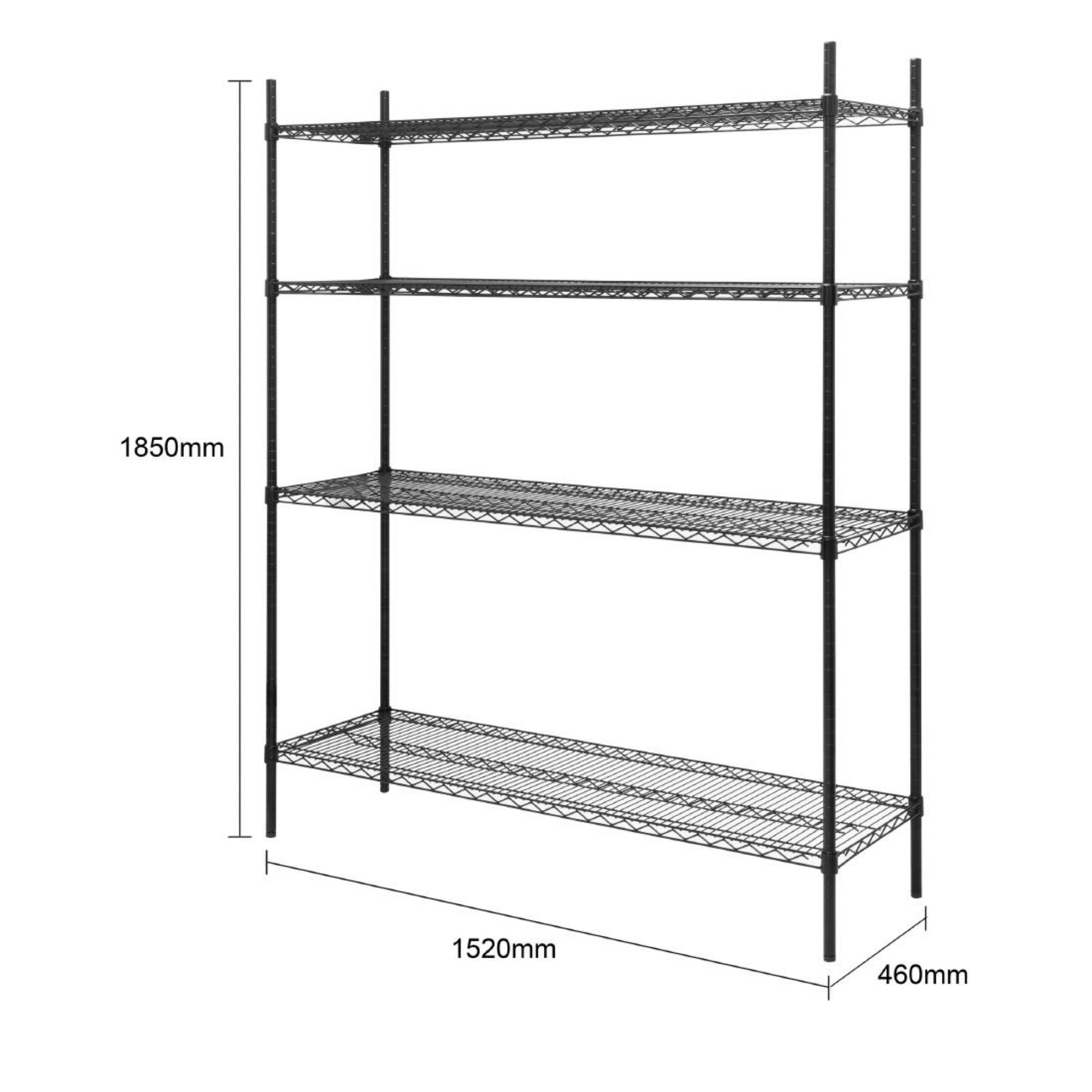 Picture of Nisbets Essentials Flat Pack 4 Shelf Unit Black Epoxy Coated 1830x1510x460mm