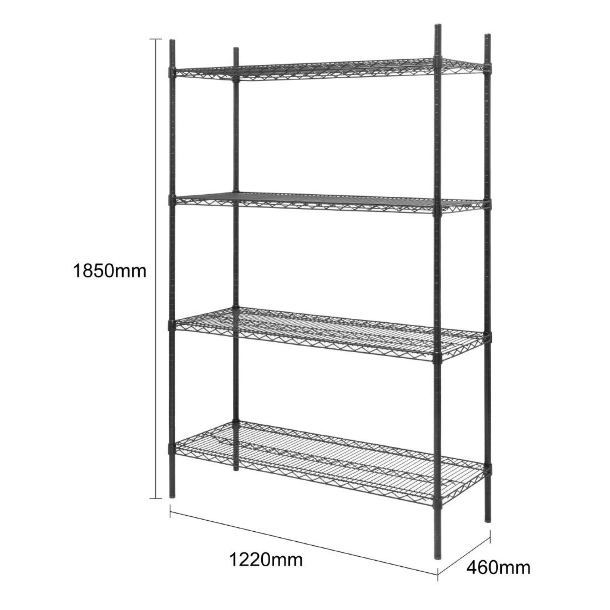 Picture of Nisbets Essentials Flat Pack 4 Shelf Unit Black Epoxy Coated 1830x1220x460mm
