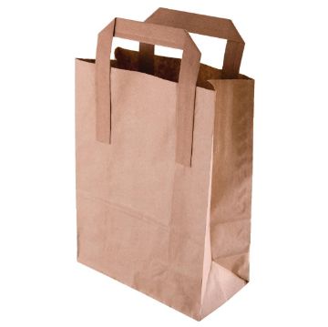 Picture of Fiesta Recyclable Flat Handle Brown Paper Bags Large (250 Pack)