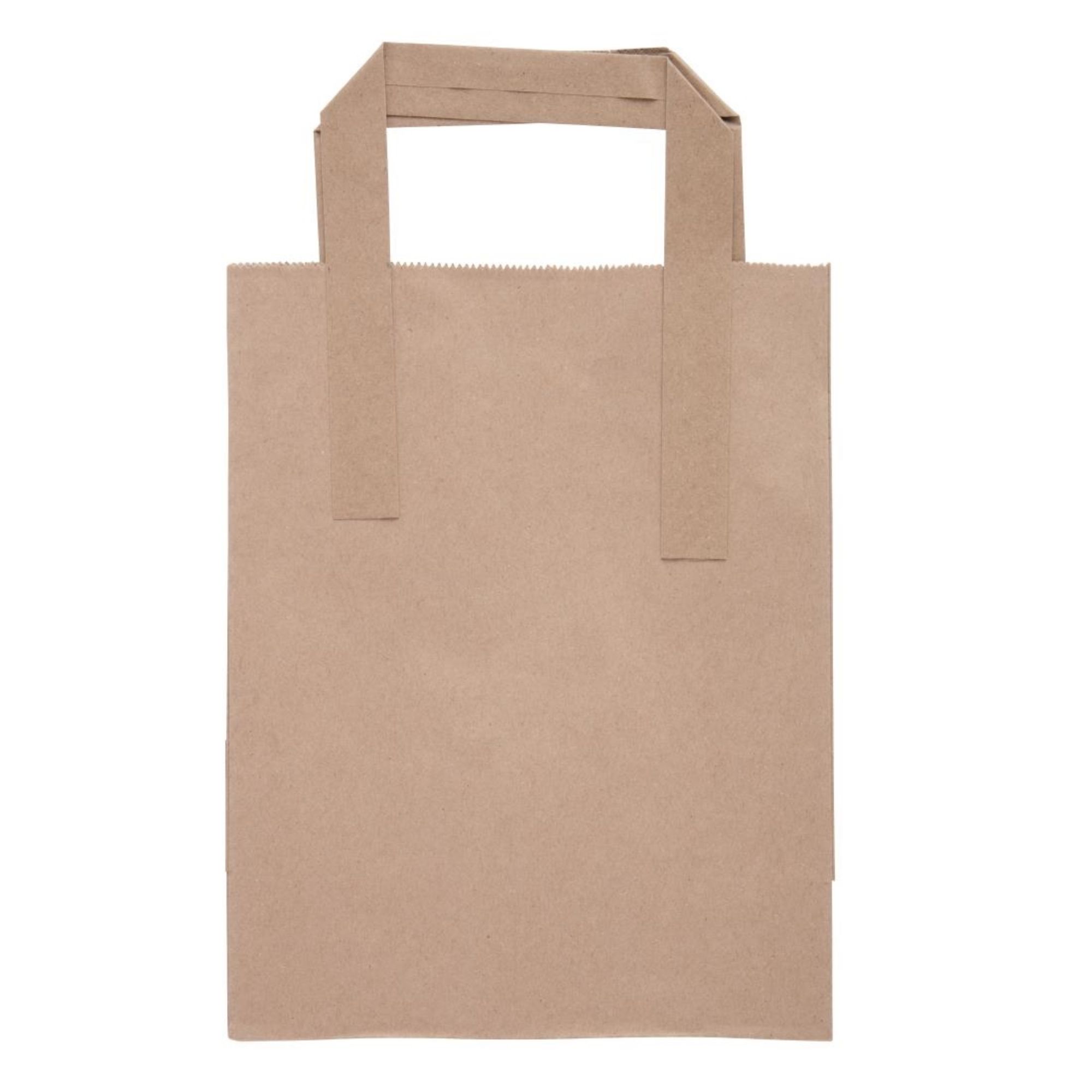 Picture of Fiesta Recyclable Flat Handle Brown Paper Bags Small (250 Pack)