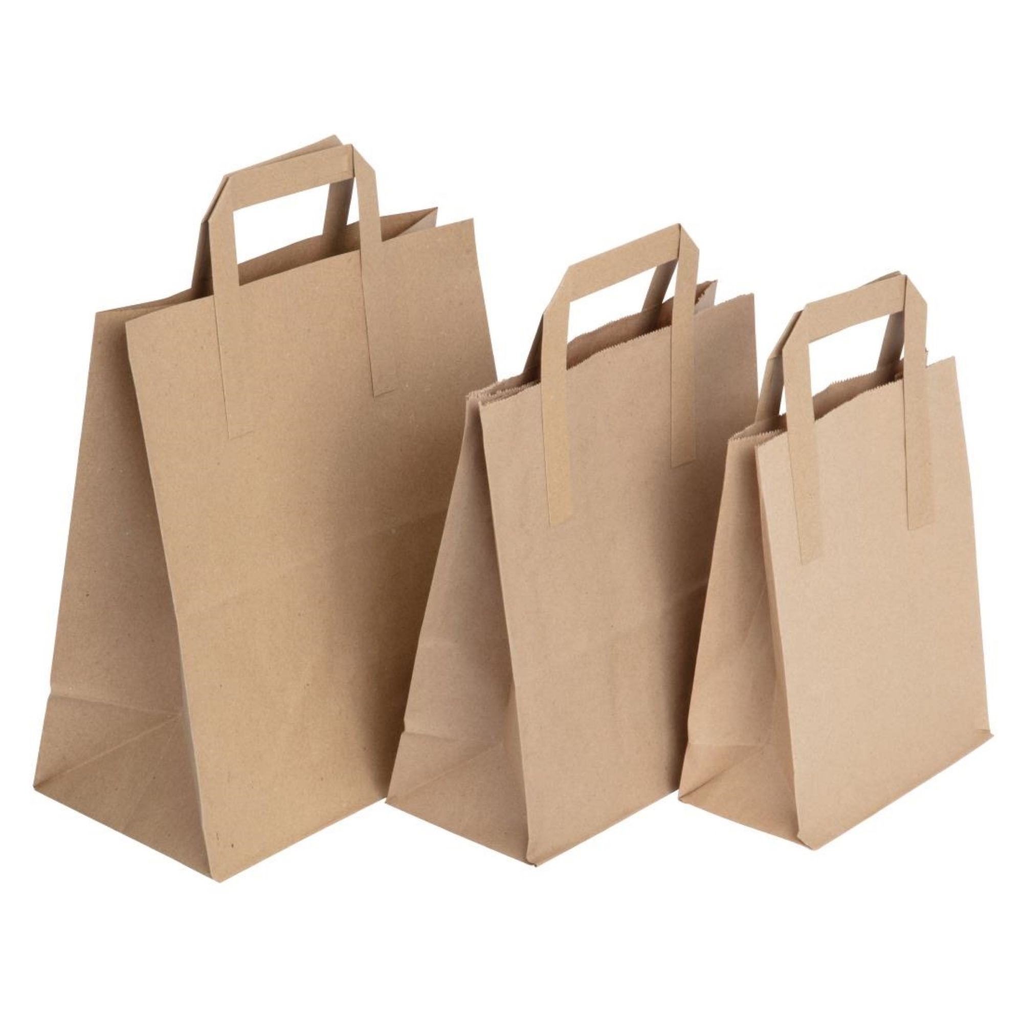 Picture of Fiesta Recyclable Flat Handle Brown Paper Bags Medium (250 Pack)