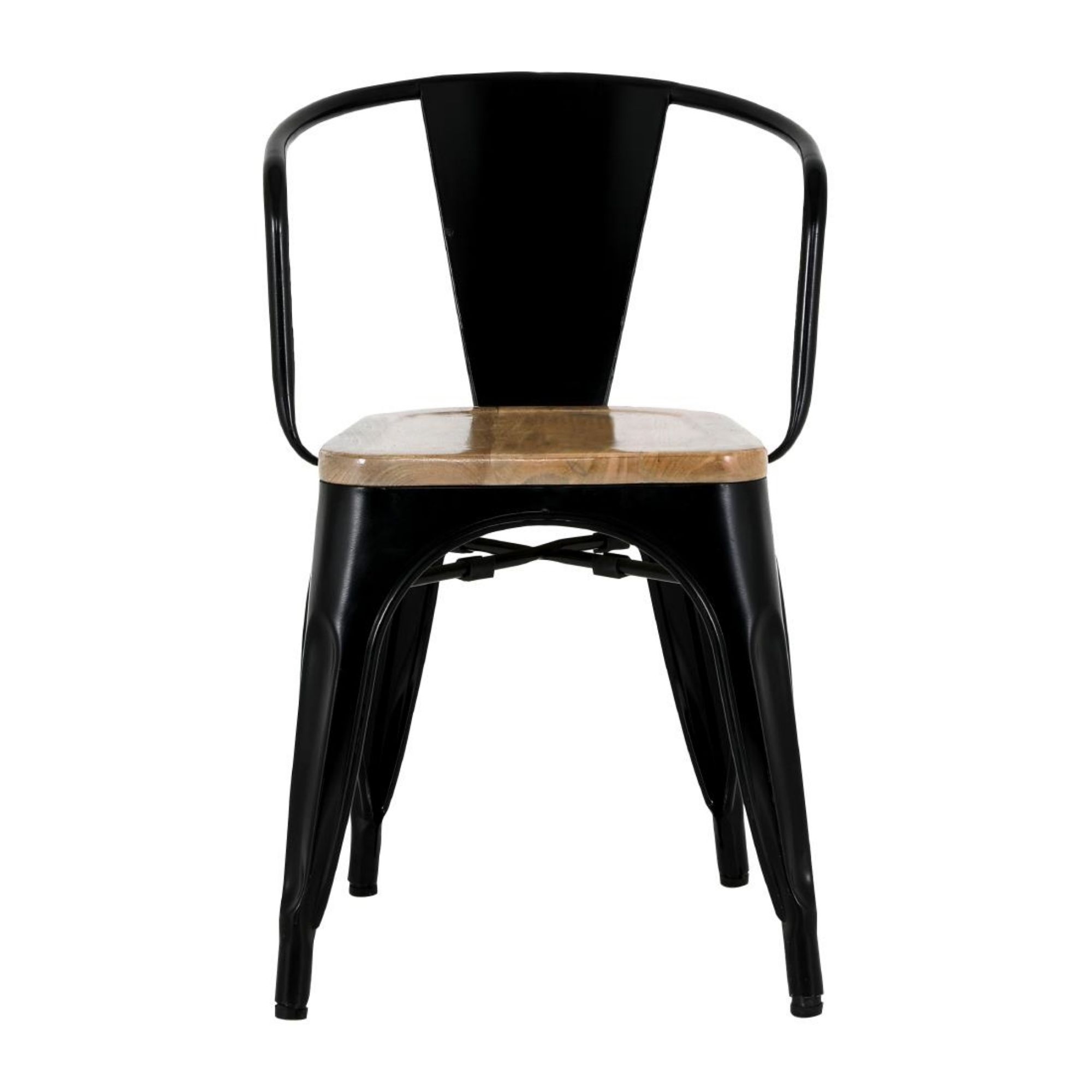 Picture of Bolero Bistro Curve Armchairs with Wooden Seat Pad Black (4 Pack)