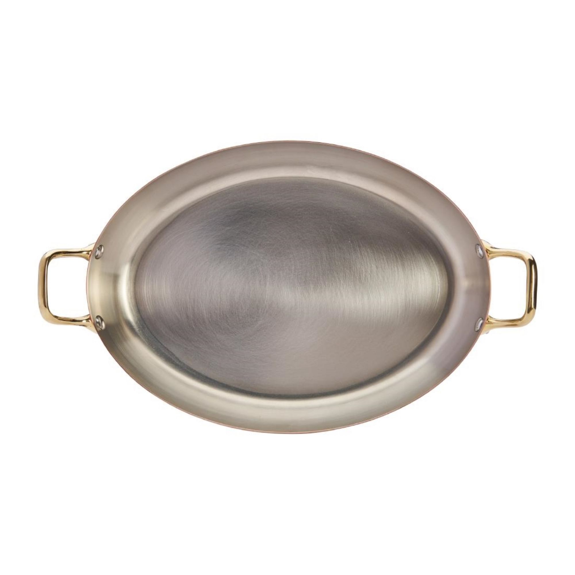 Picture of De Buyer Inocuivre Oval Dish with Brass Handles 32cm