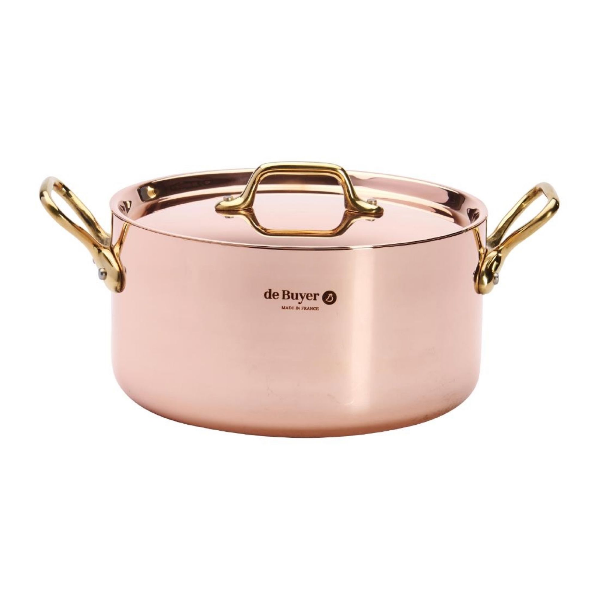 Picture of De Buyer Inocuivre Round Stewpan with Lid Brass 20cm