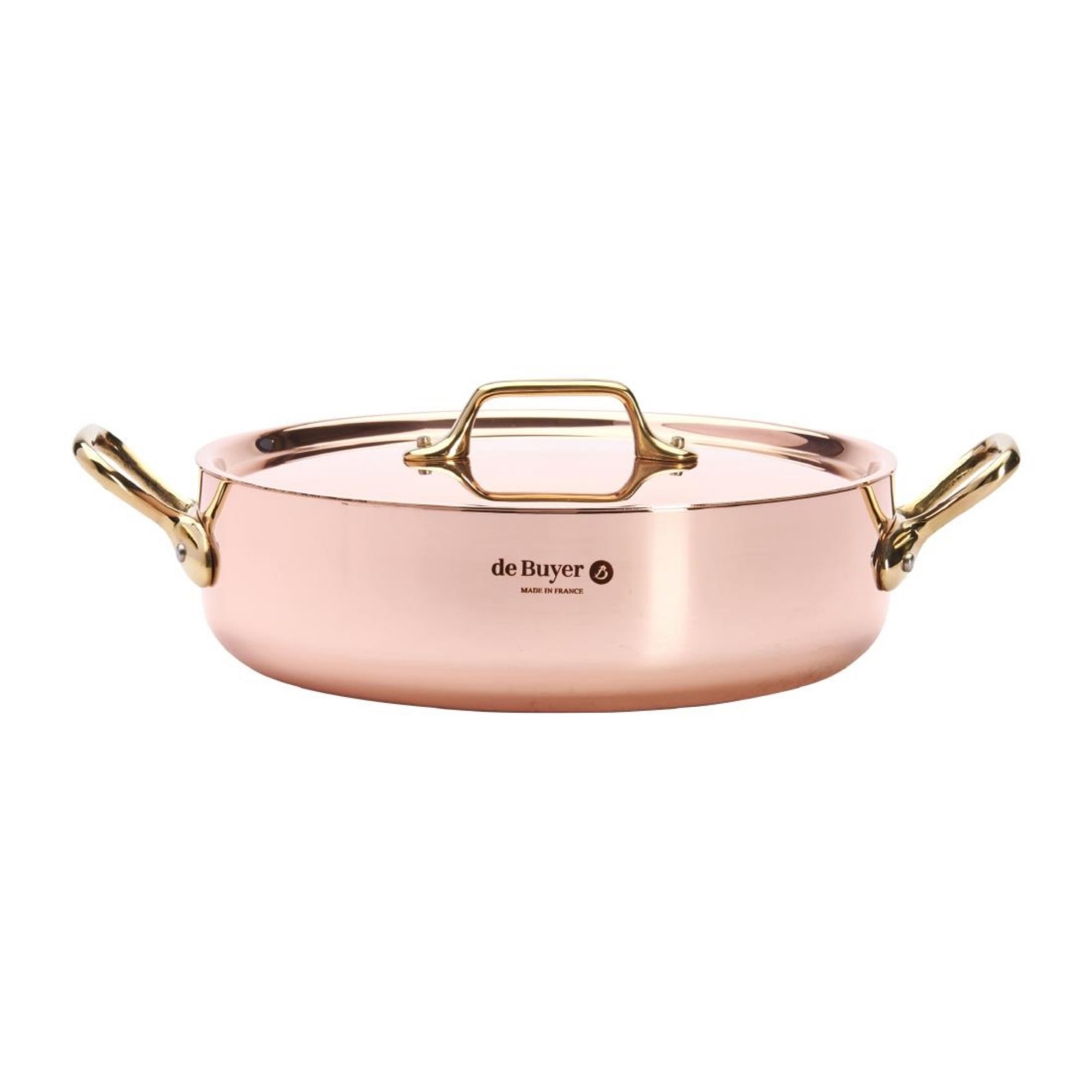 Picture of De Buyer Inocuivre Saute Pan with Lid Brass 24cm