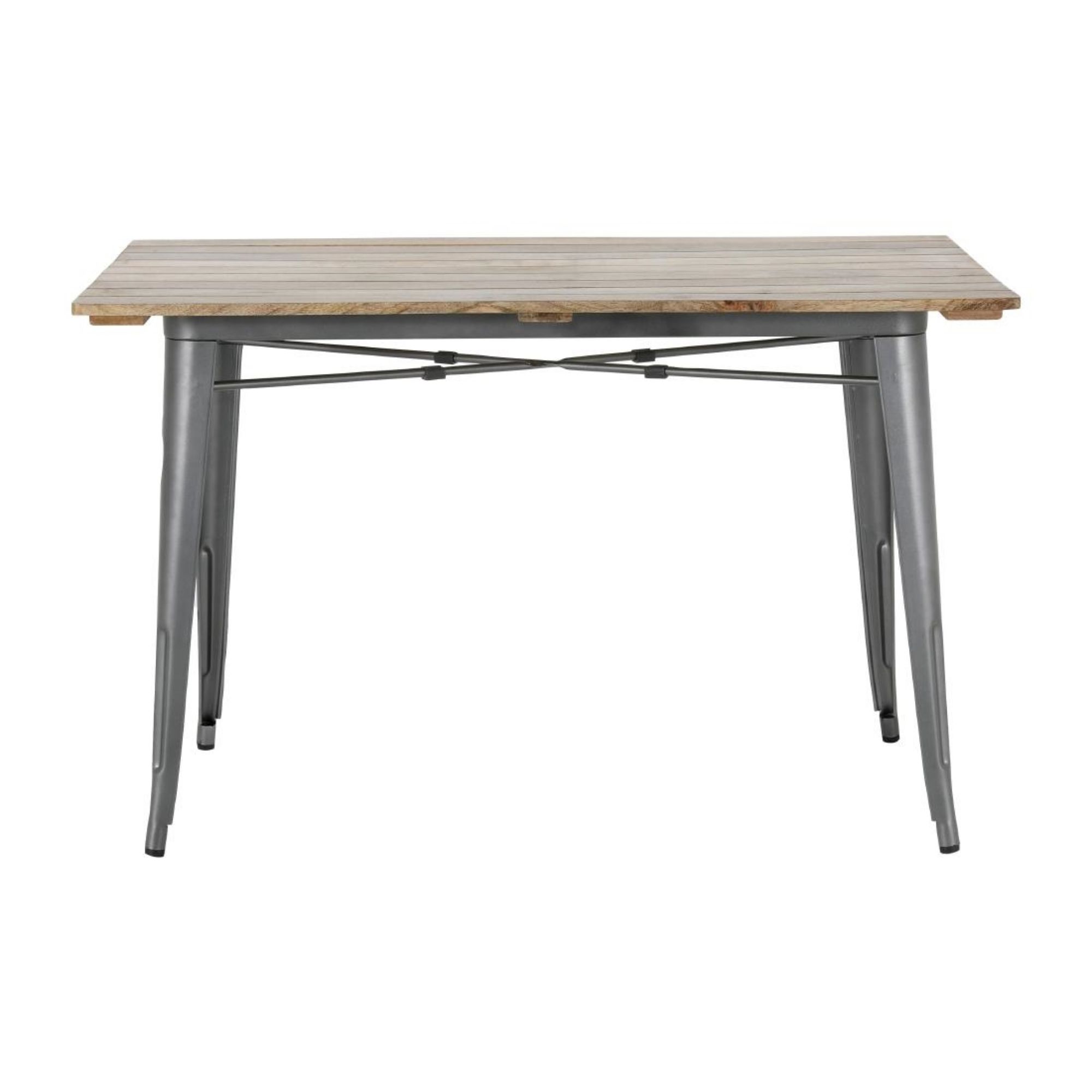 Picture of Bolero Bistro Dining Table Slatted Mango Wood Top Gunmetal 1200mm