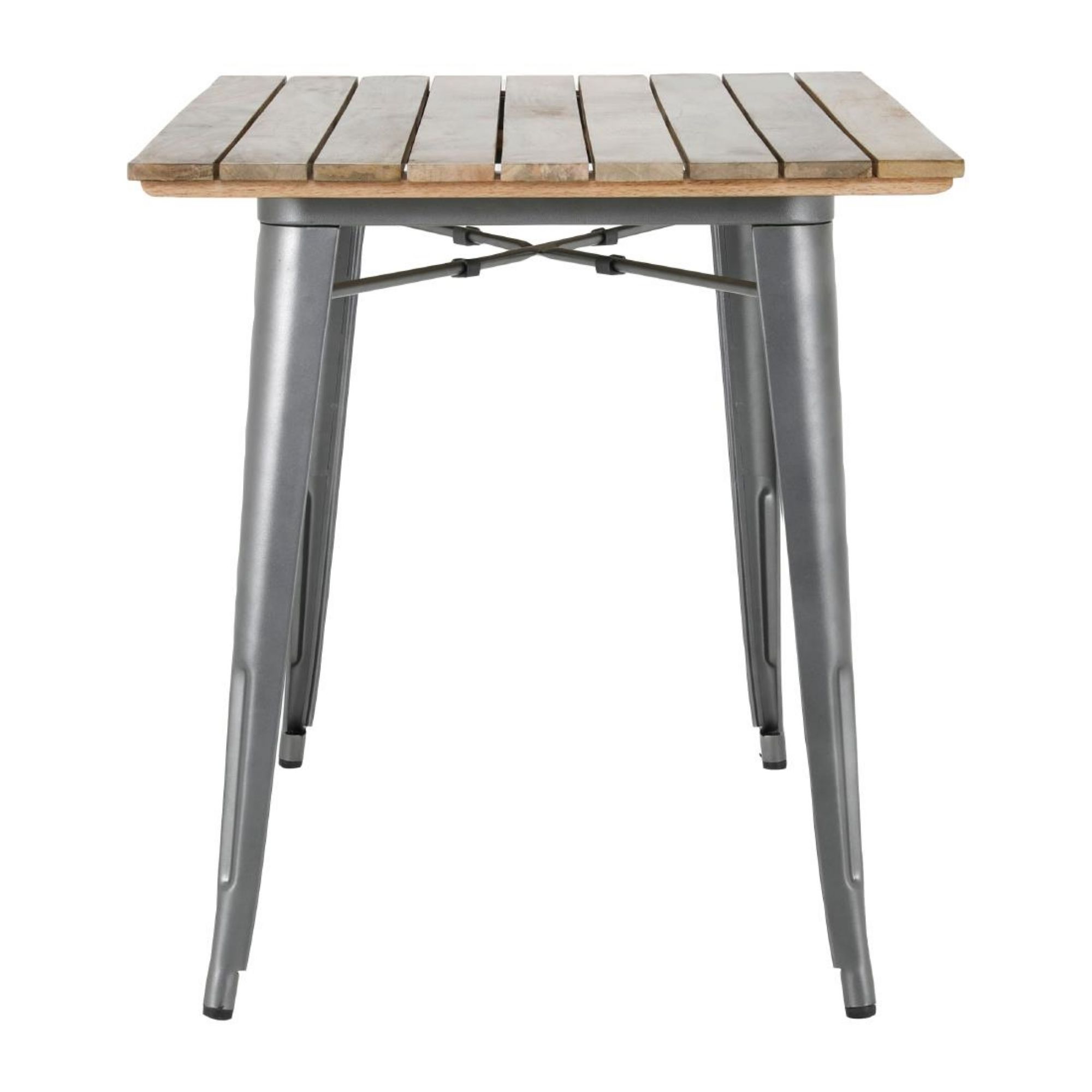 Picture of Bolero Bistro Dining Table Slatted Mango Wood Top Gunmetal 1200mm