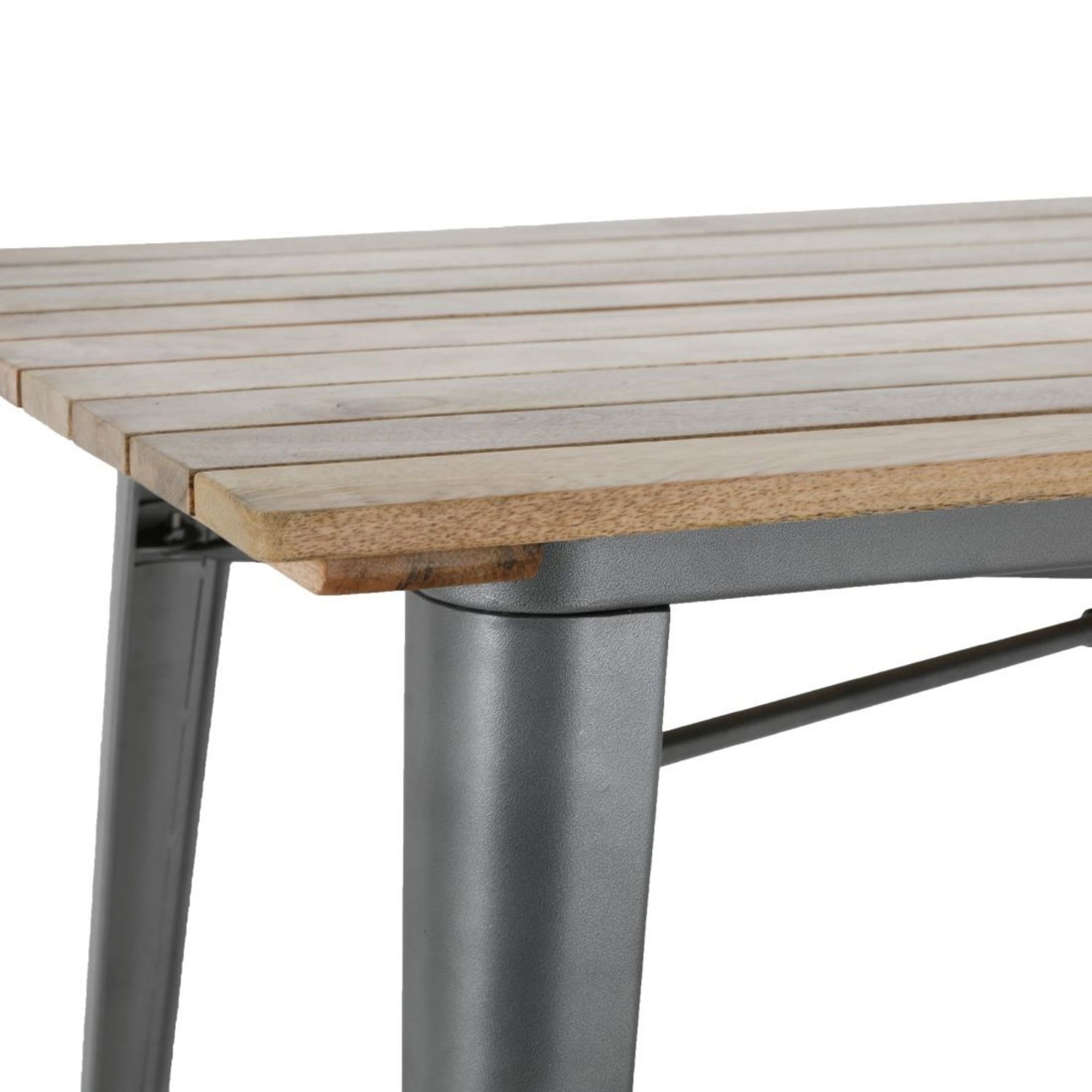 Picture of Bolero Bistro Dining Table Slatted Mango Wood Top Gunmetal 1200mm