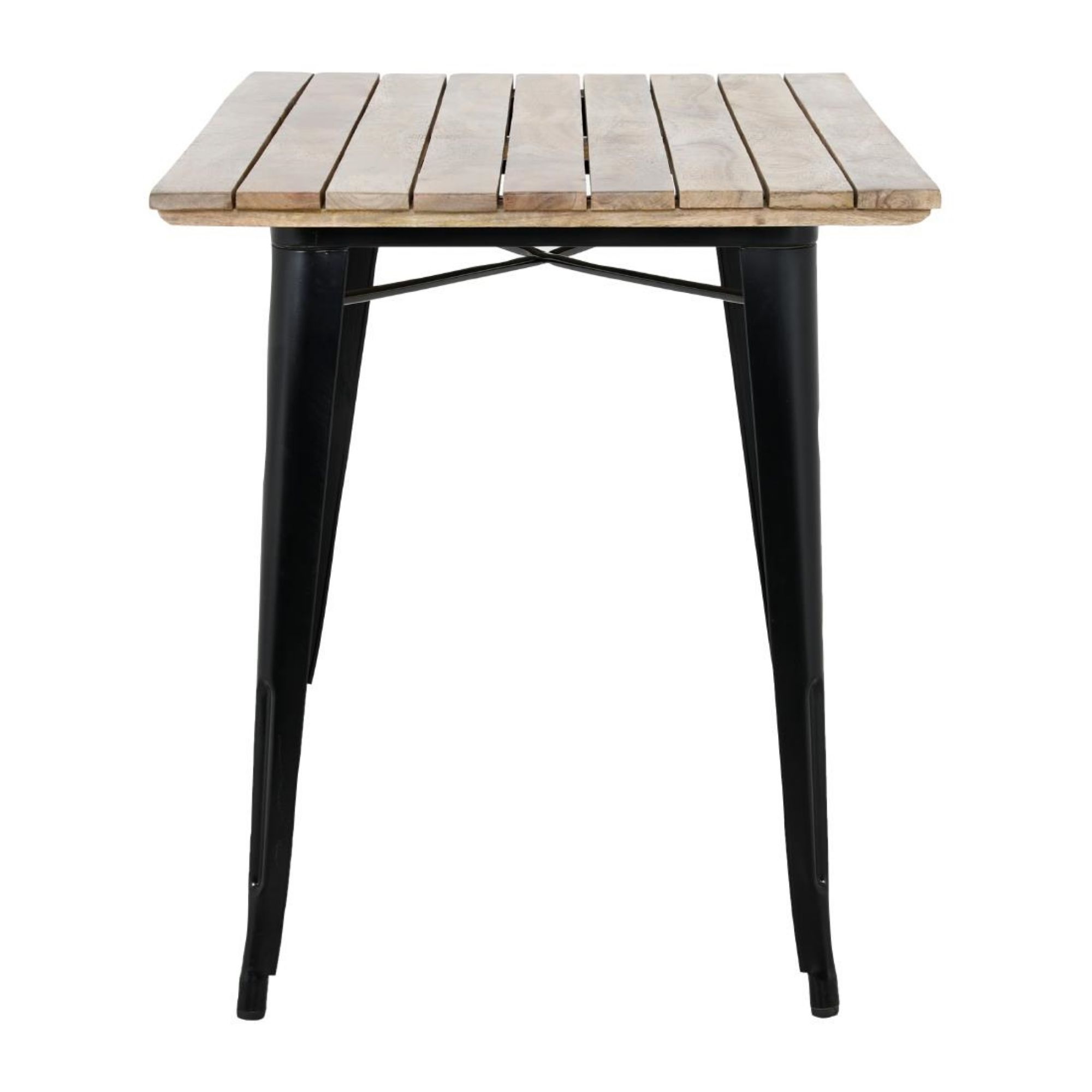 Picture of Bolero Bistro Dining Table Slatted Mango Wood Top Black 1200mm