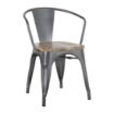 Picture of Bolero Bistro Curve Armchairs with Wooden Seat Pad Gunmetal (4 Pack)