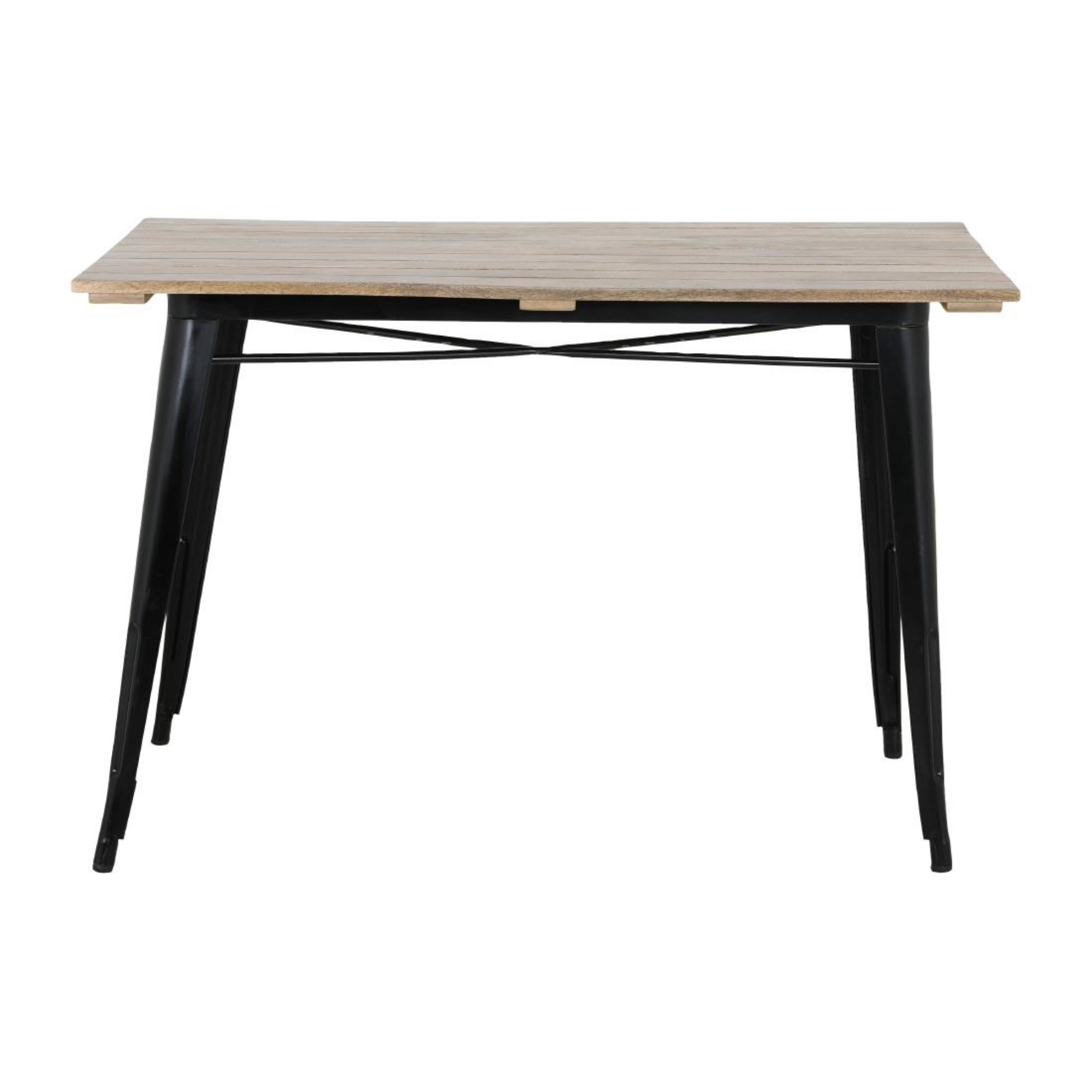 Picture of Bolero Bistro Dining Table Slatted Mango Wood Top Black 1200mm