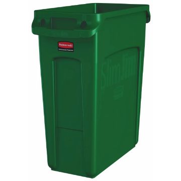 Picture of Rubbermaid Slim Jim Bin with Venting Channels Green 60Ltr