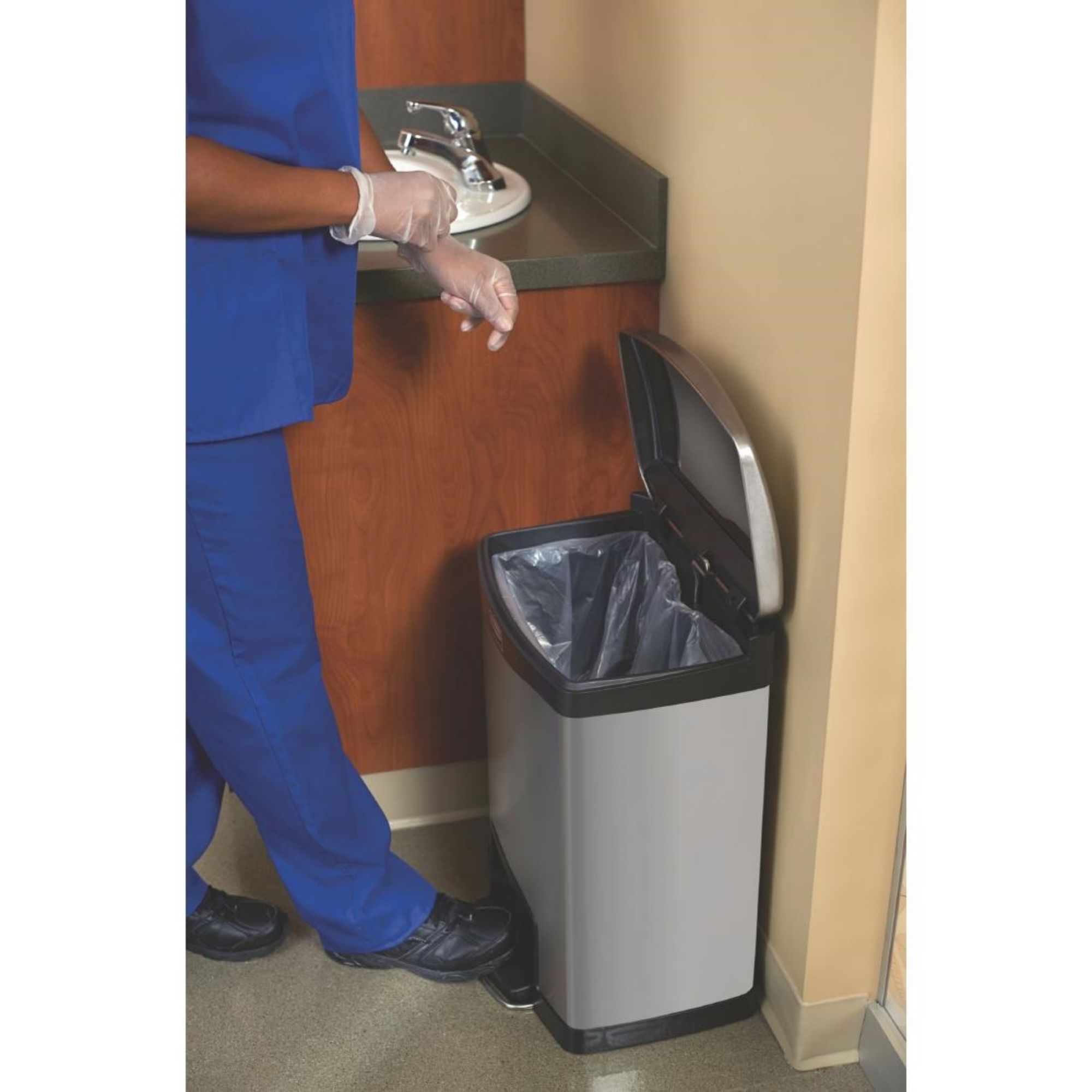 Picture of Rubbermaid Slim Jim Step-On Pedal Bin Stainless Steel 50Ltr