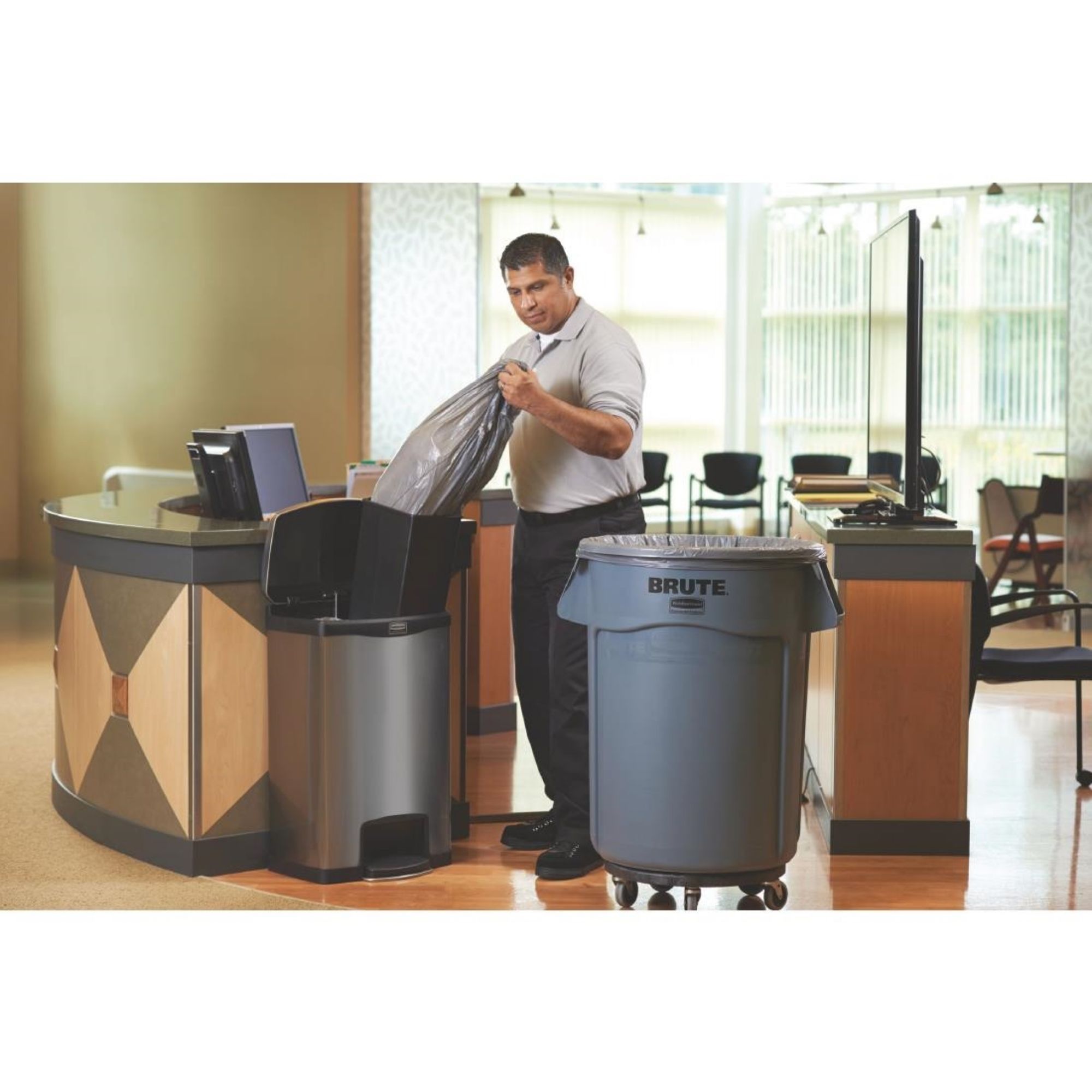 Picture of Rubbermaid Slim Jim Step-On Pedal Bin Stainless Steel 50Ltr