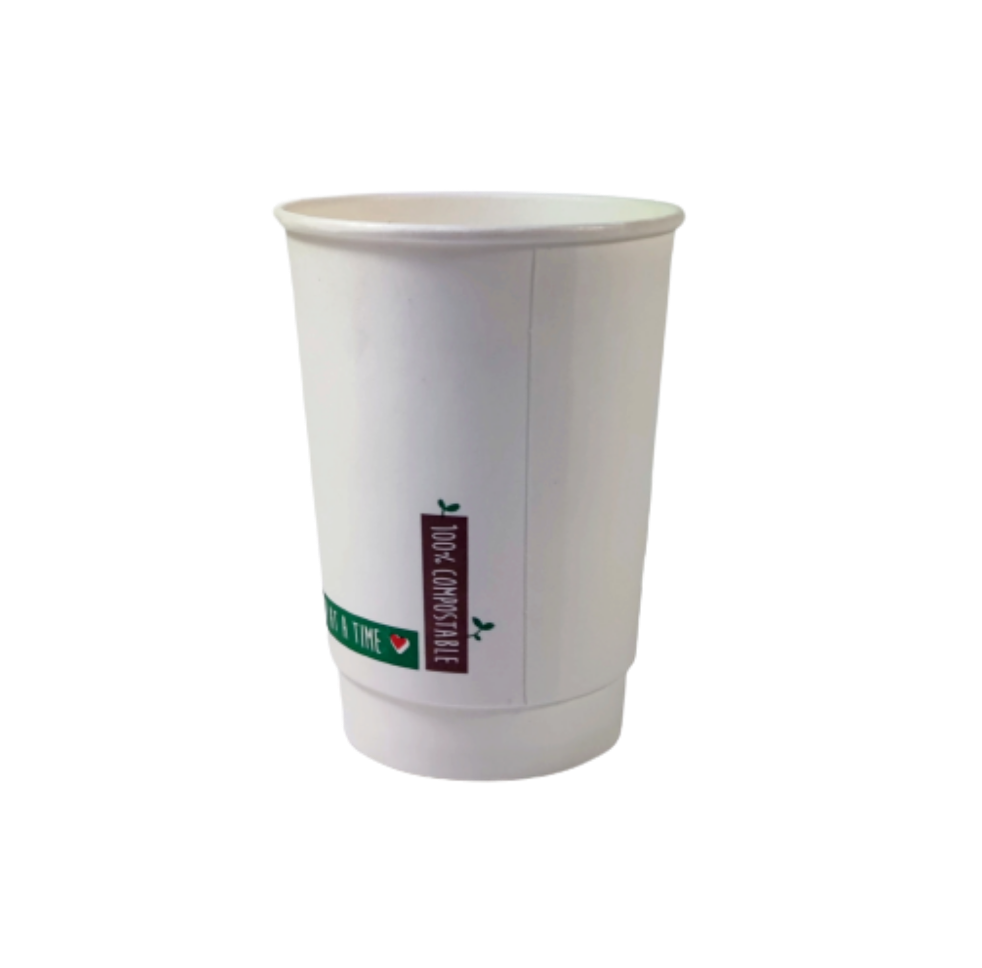 Picture of 12oz Pc Compostable Double Wall White/printed Cup