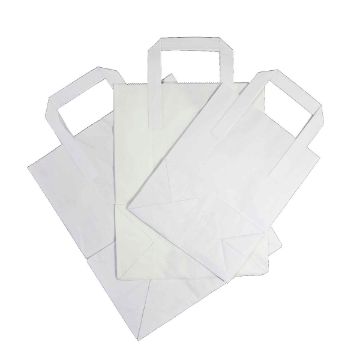 Picture of White Kraft Paper Bag with Paper Tape Handles Large  10"x15"x12"