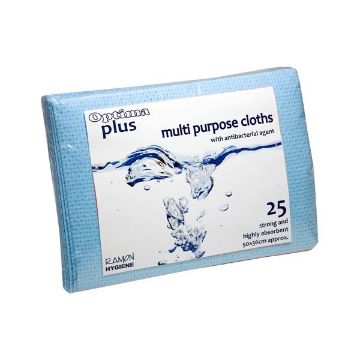 Picture of Optima Plus 759b Super Absorbent Anti-bacterial Cloths - Blue (6 Packs of 25)