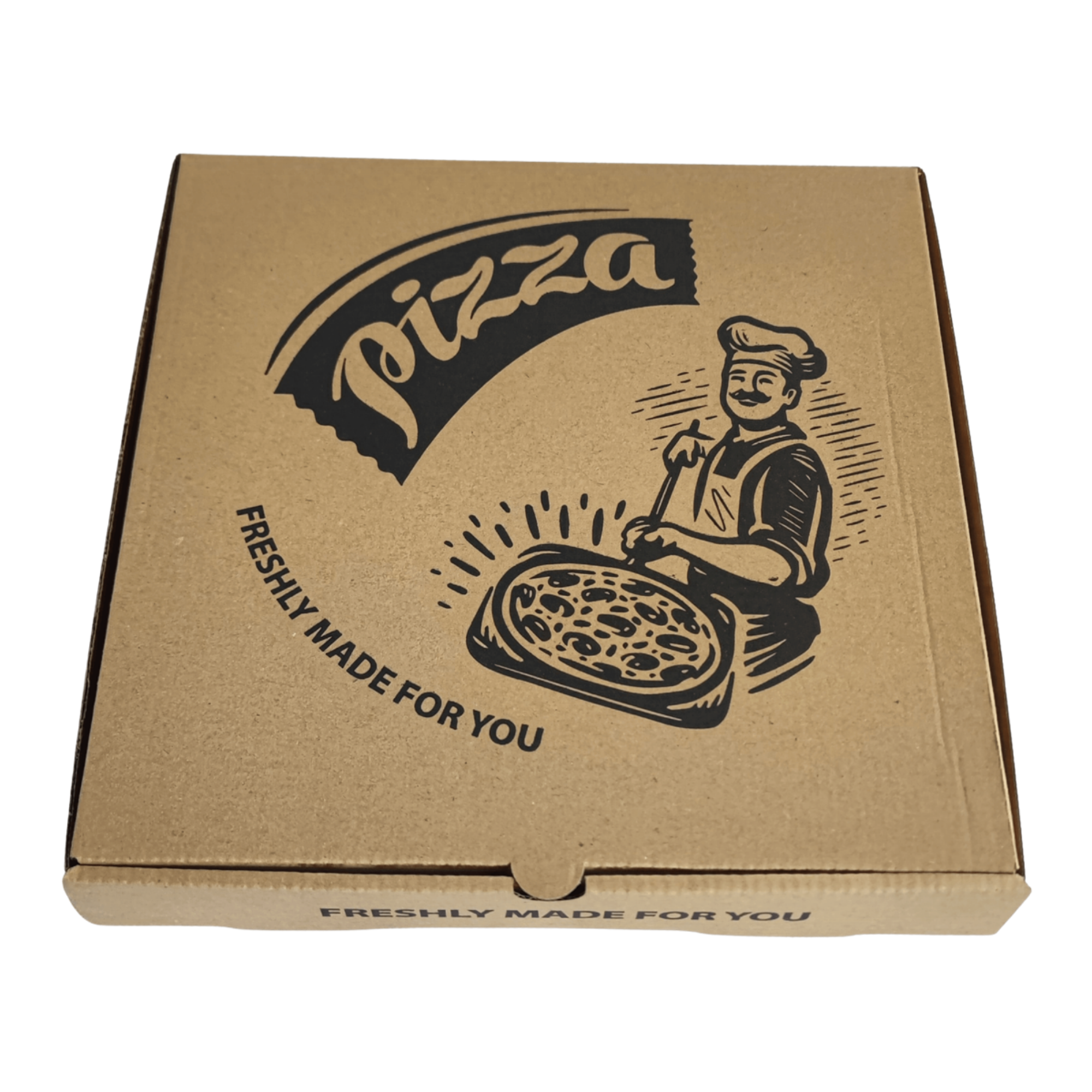 Picture of 9" Pizza Box Kraft Brown with Black Stock Design