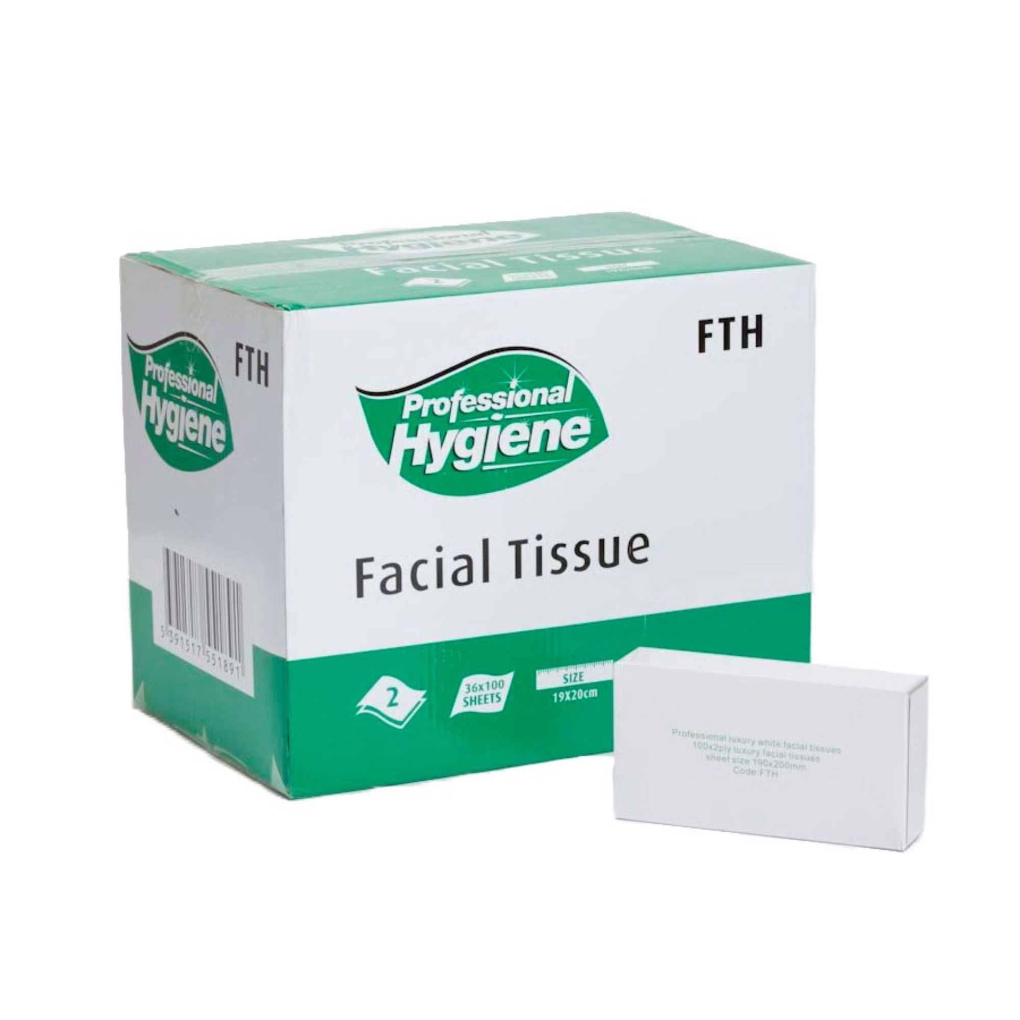 Picture of Flat Box Facial Tissue White 2ply 100 Sheets