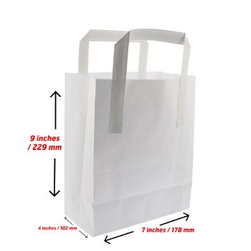 Picture of White Kraft Paper Bag with Paper Tape Handles 7"x10"x8"
