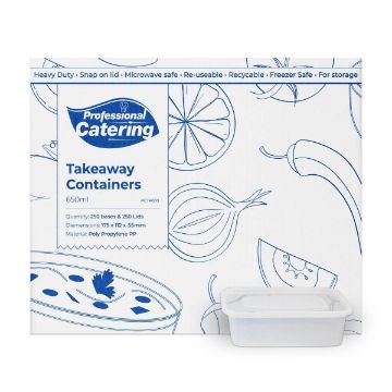 Picture of Heavy Weight Rectangular Container with Lids 650 ml