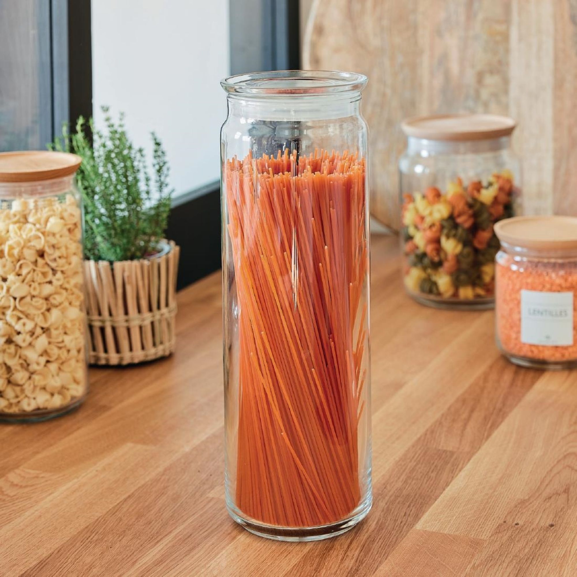 Picture of Luminarc Pure Spaghetti Jars with Glasses Lids 2Ltr (6 Pack)