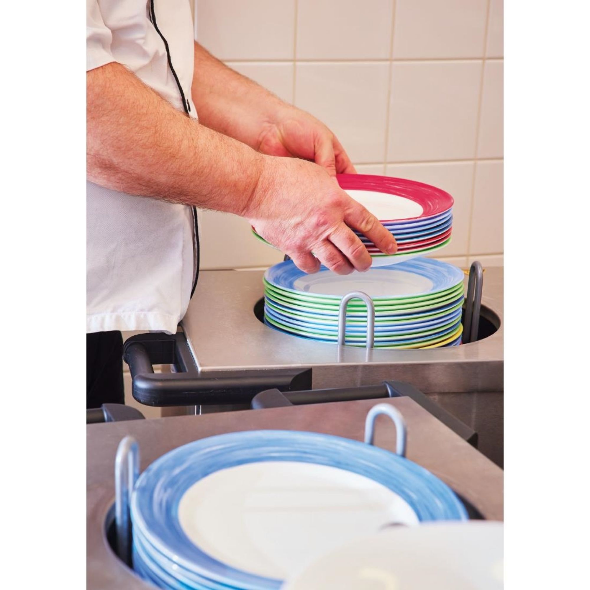 Picture of Arcoroc Brush Soup Plates Blue 225mm (12 Pack)