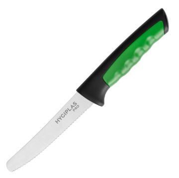 Picture of Hygiplas Pro Serrated Tomato Knife Green 10cm