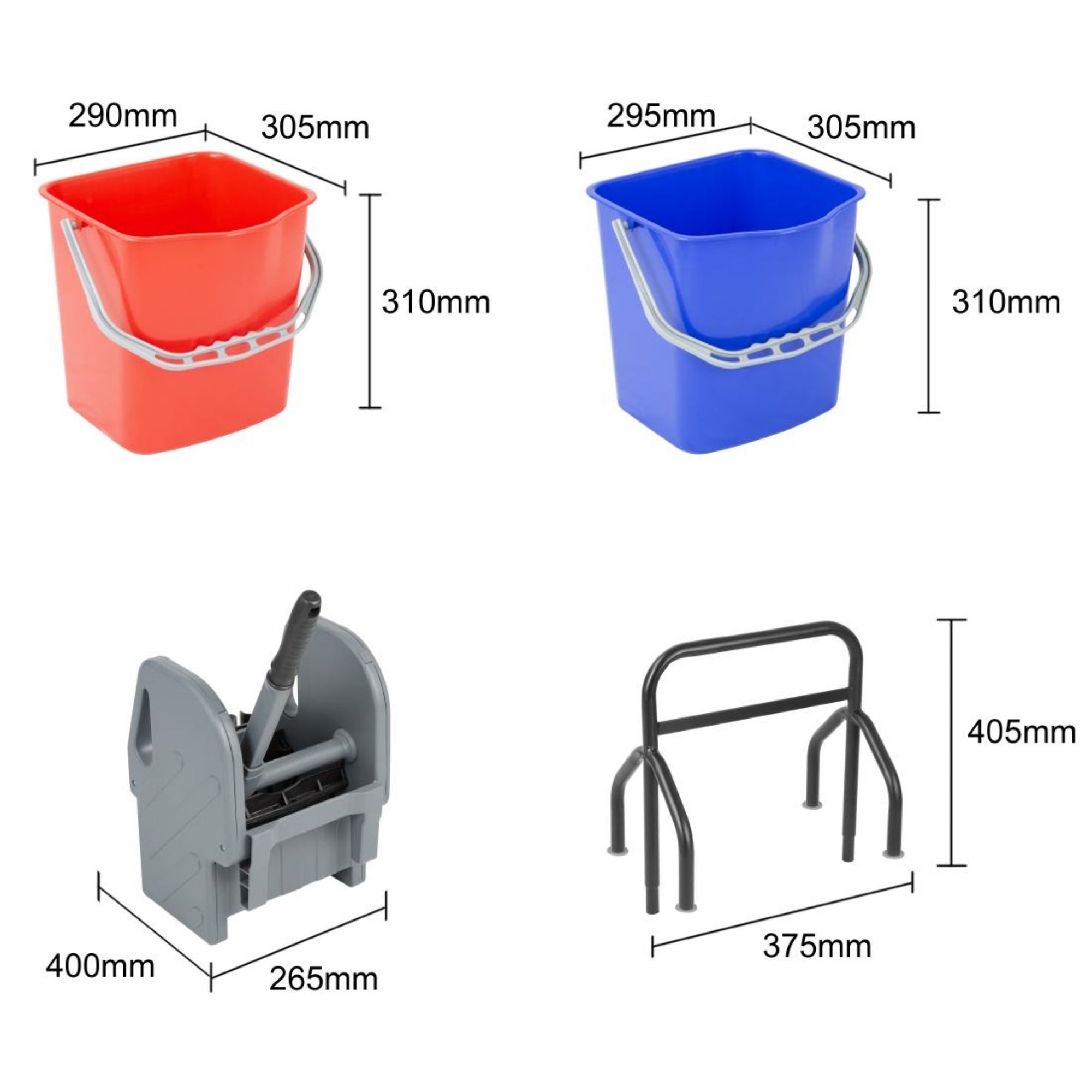 Picture of Jantex Mop Bucket & Wringer Set for Cleaning Trolley 2x 12Ltr