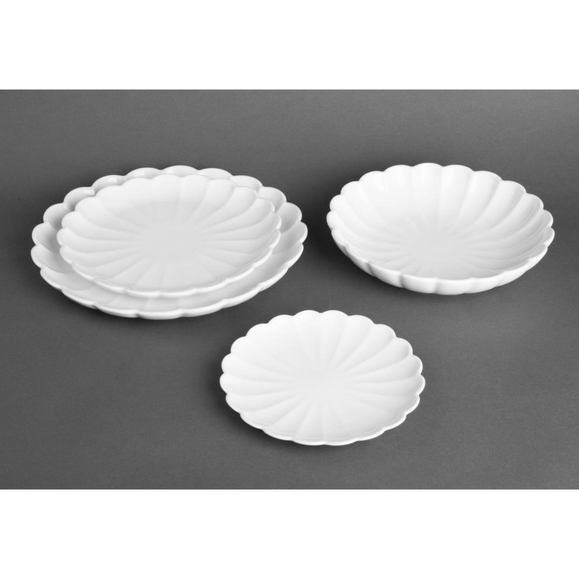 Picture of Olympia Bloom Scalloped Plates White 276mm (4 Pack)