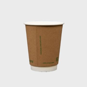 Picture of 8oz Brown Double Wall Compostable Coffee Cup (500)