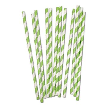 Picture of Green Striped Compostable Straws 200 X 6mm (250)