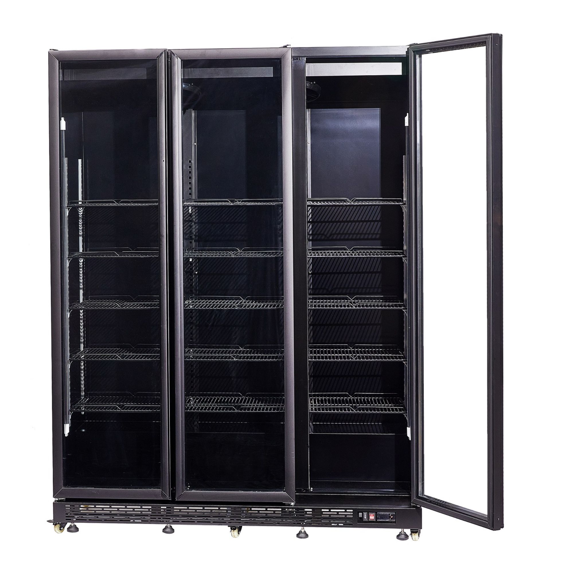 Picture of REFRIGERATOR 3 GLASS DOORS BLACK NAP-1200 HT - WITH DOOR HEATING