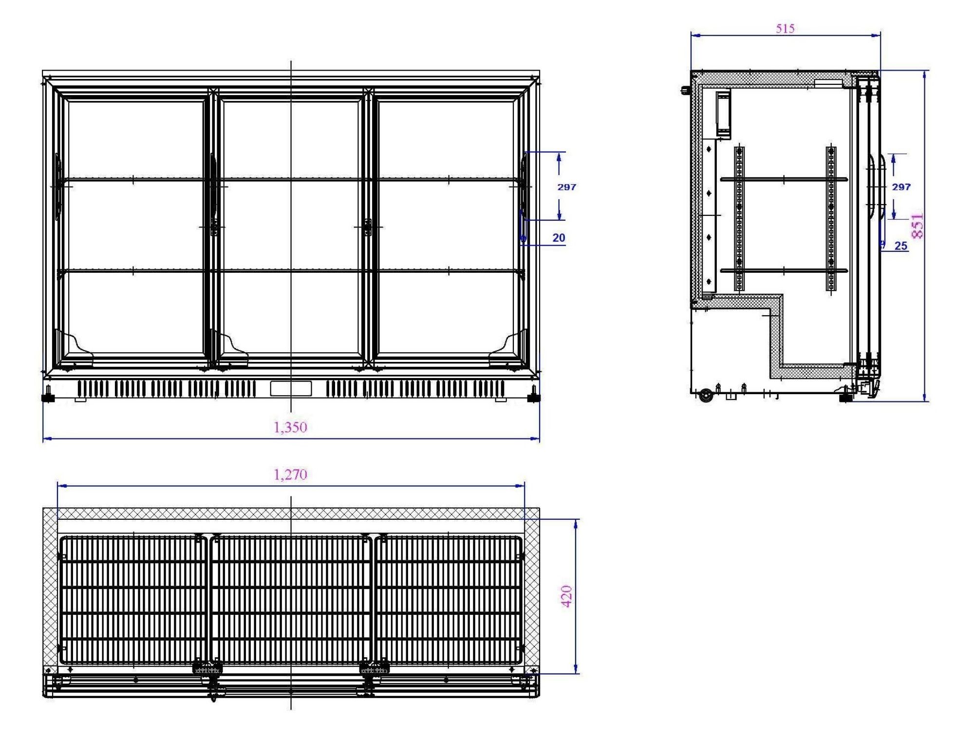 Picture of BACKBAR COOLER BLACK 3 SLIDING DOORS