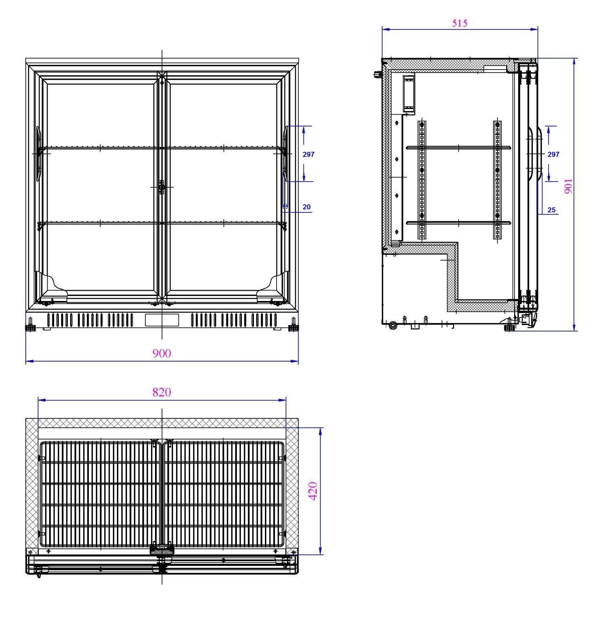 Picture of BACKBAR COOLER BLACK 2 SLIDING DOORS