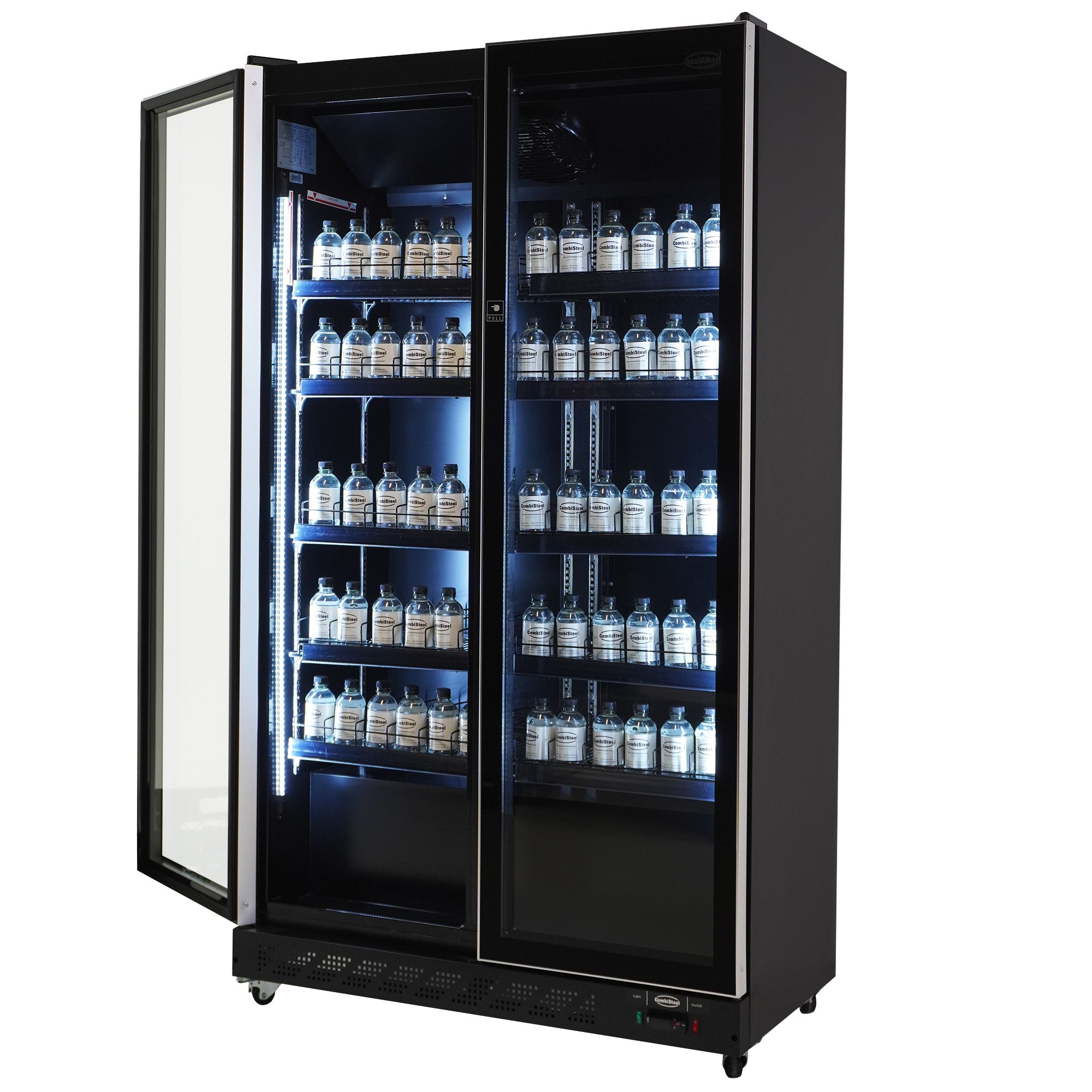 Picture of CombiSteel Double Glass Door Display Fridge Black 758L