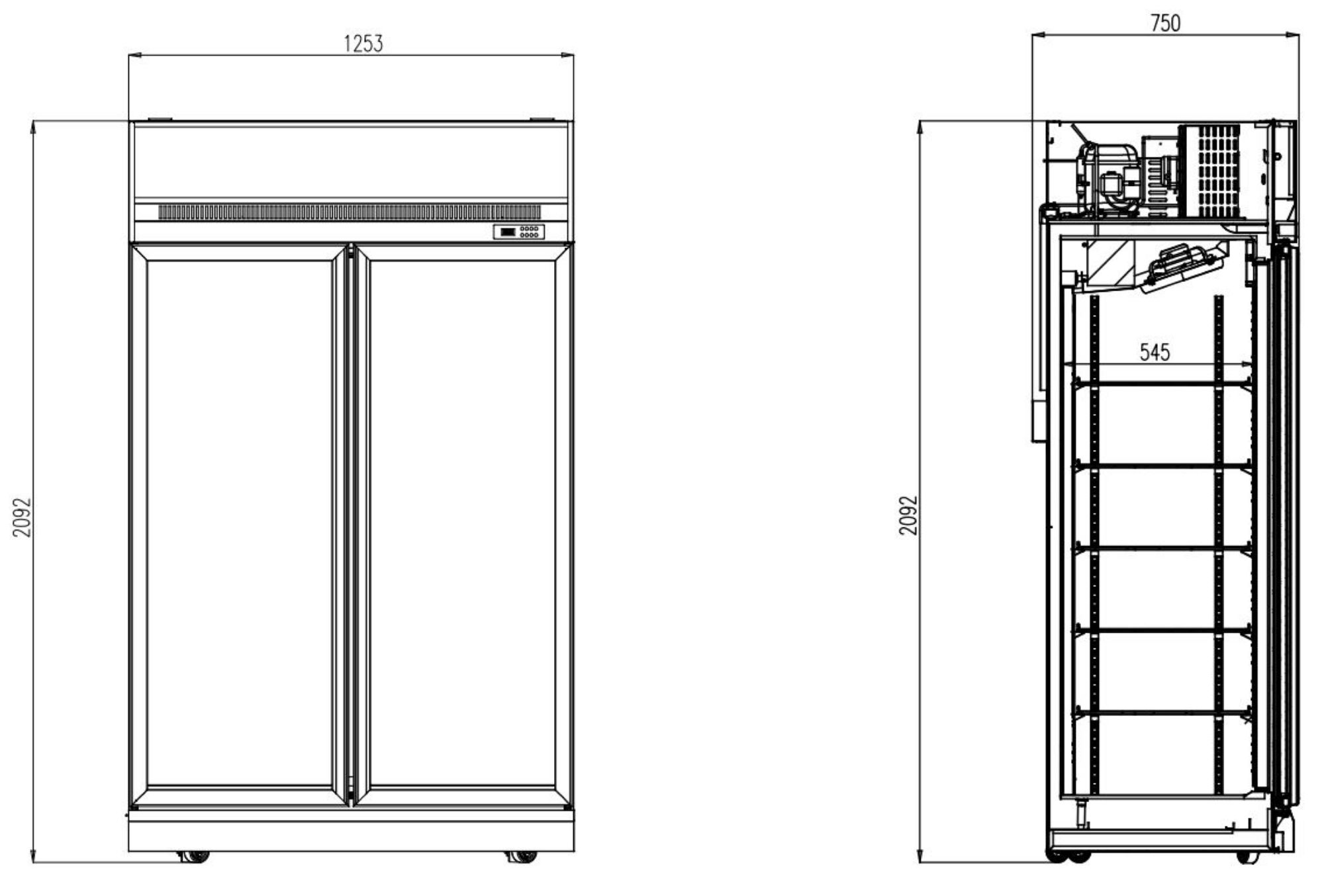 Picture of Combi Steel Glass Door Fridge INS-1000R BL