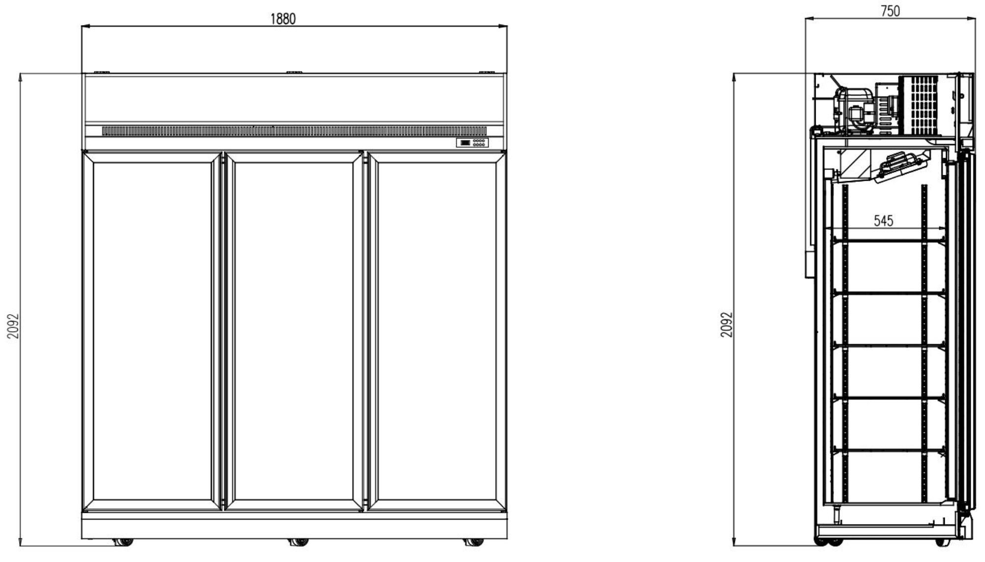 Picture of Combi Glass Door Display Fridge INS-1530R BL