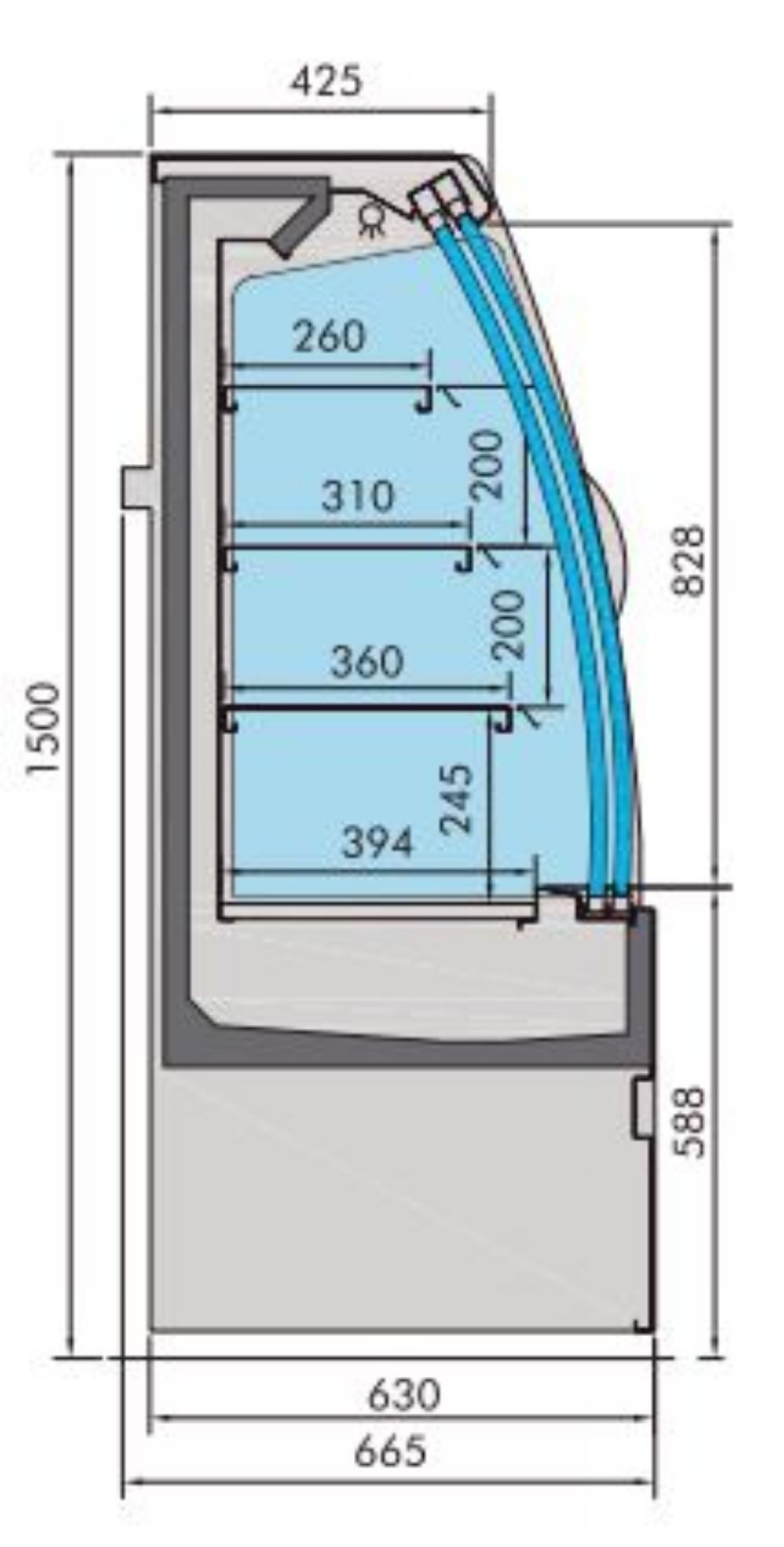 Picture of CombiSteel Patisserie Display Noah Doors 1.9m