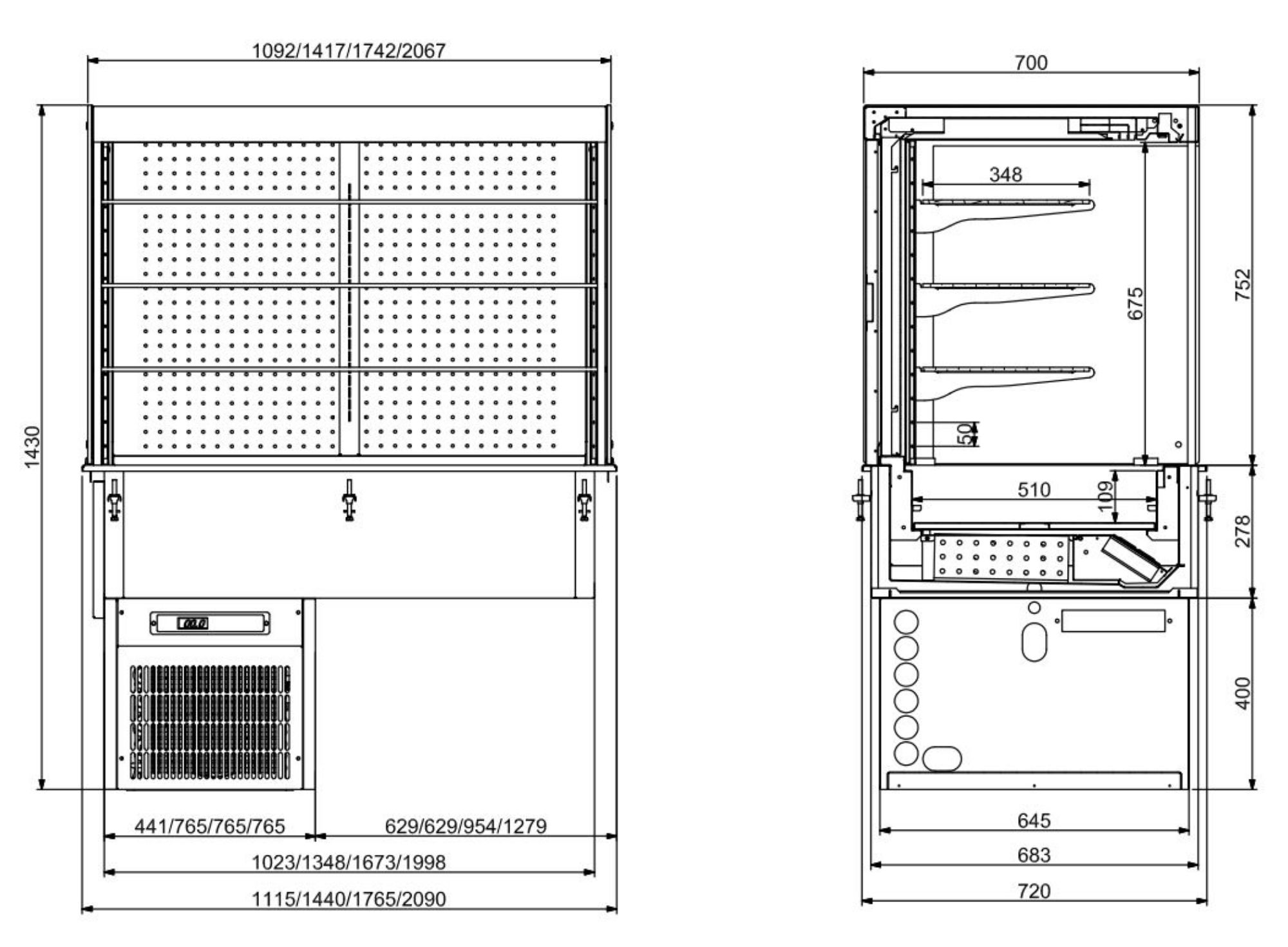 Picture of CombiSteel Drop-In Cubic Refrigerated Display WALL MODEL - ROLL UP 3/1