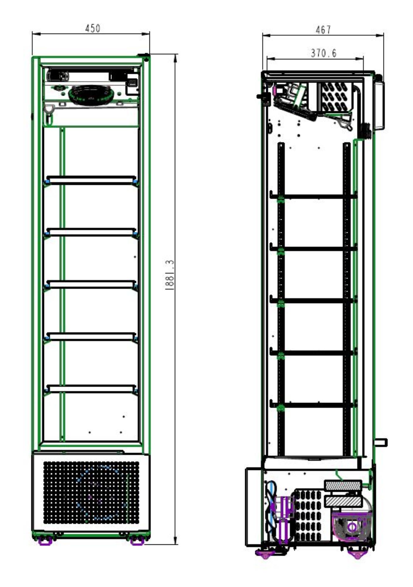 Picture of CombiSteel Single Glass Door Display Refrigerator Black 221Litre