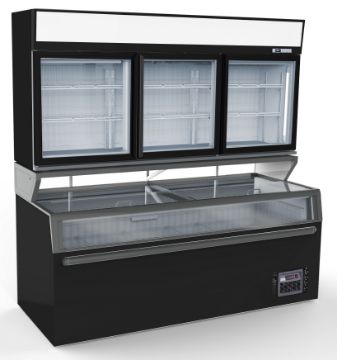 Picture of CombiSteel Wall Mounted Freezer Unit Black 3 Glass Door