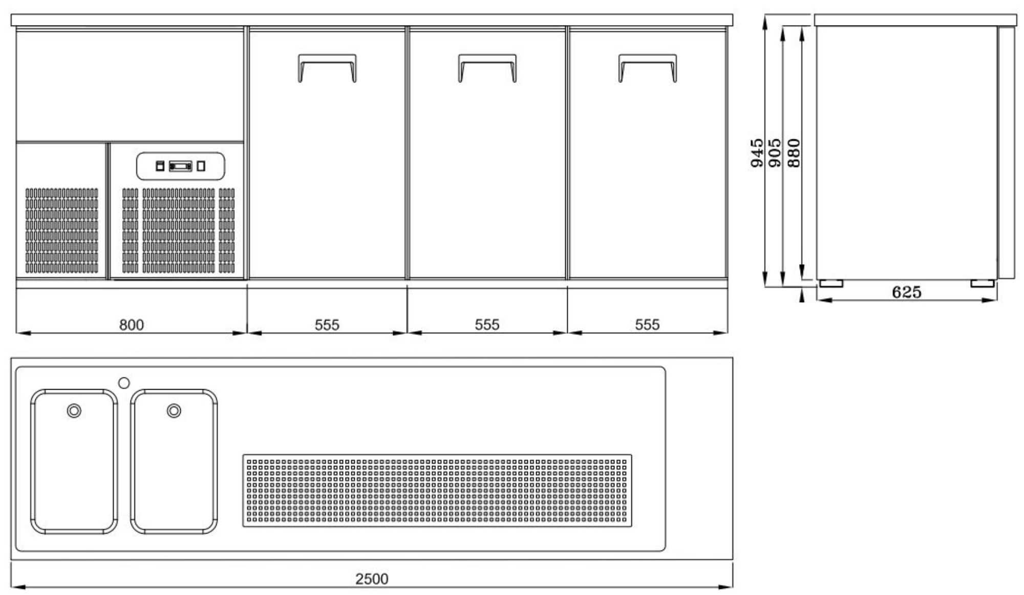 Picture of CombiSteel Beer Counter 3 Doors 2 Sinks Left Motor