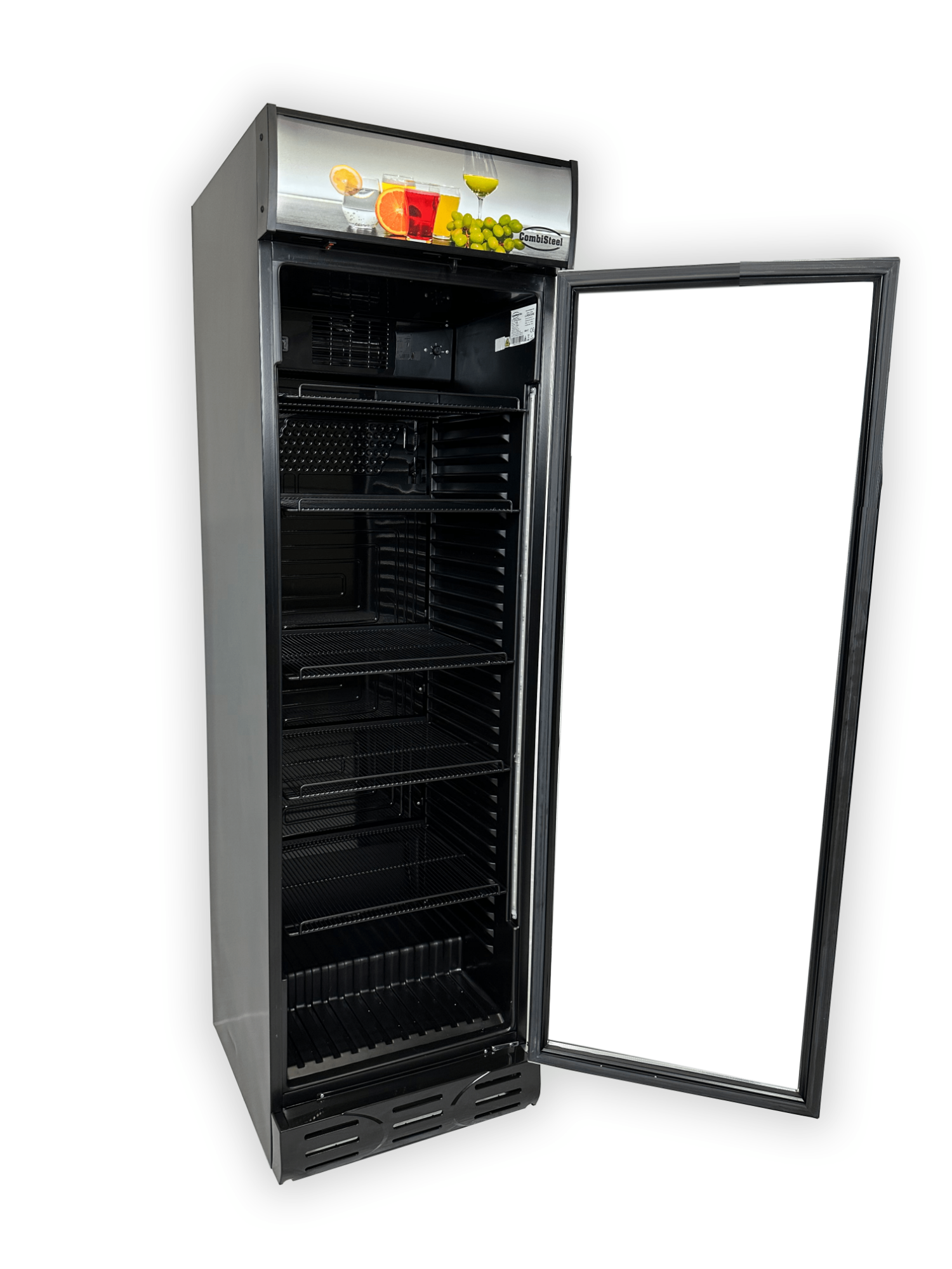 Picture of CombiSteel Refrigerator 1 Glass Door Black 382L