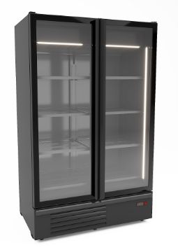 Picture of CombiSteel Refrigerator 2 Glass Doors Black 1200L