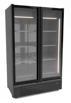 Picture of CombiSteel 2 Glass Door Freezer Black 1230L