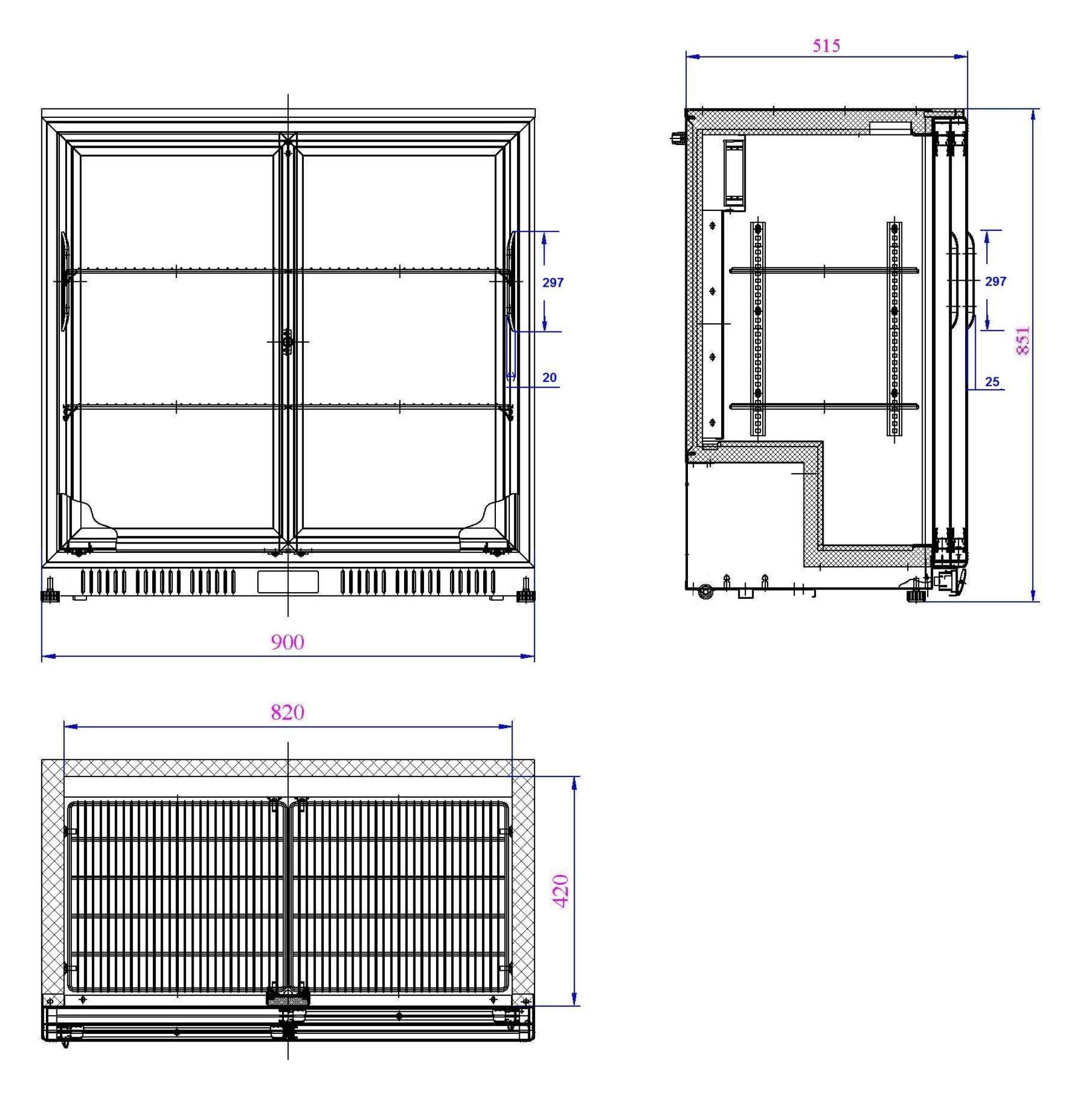 Picture of CombiSteel Backbar Cooler 2 Sliding Glass Door Black